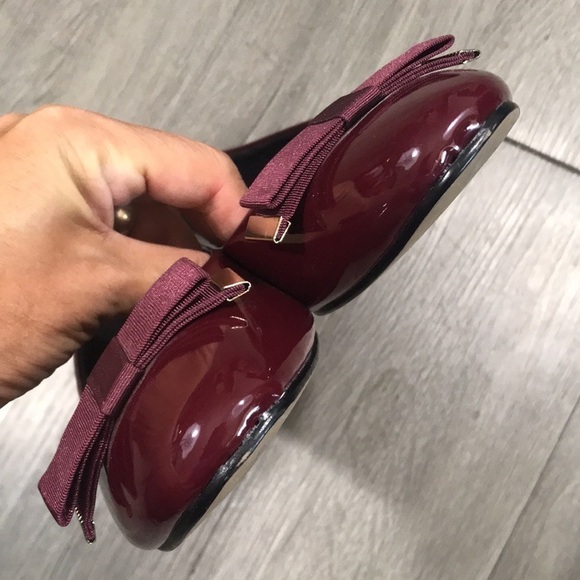 ASOS Burgundy Patent Vegan Leather Bow Detail Ballet Flats size 9 - Picture 4 of 11